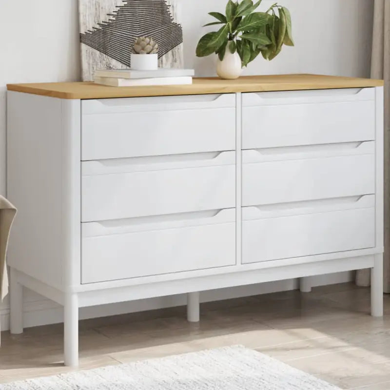 Klassieke commodes met massief grenenhout en houten poten - Wit / 1 - Commodes & ladekasten