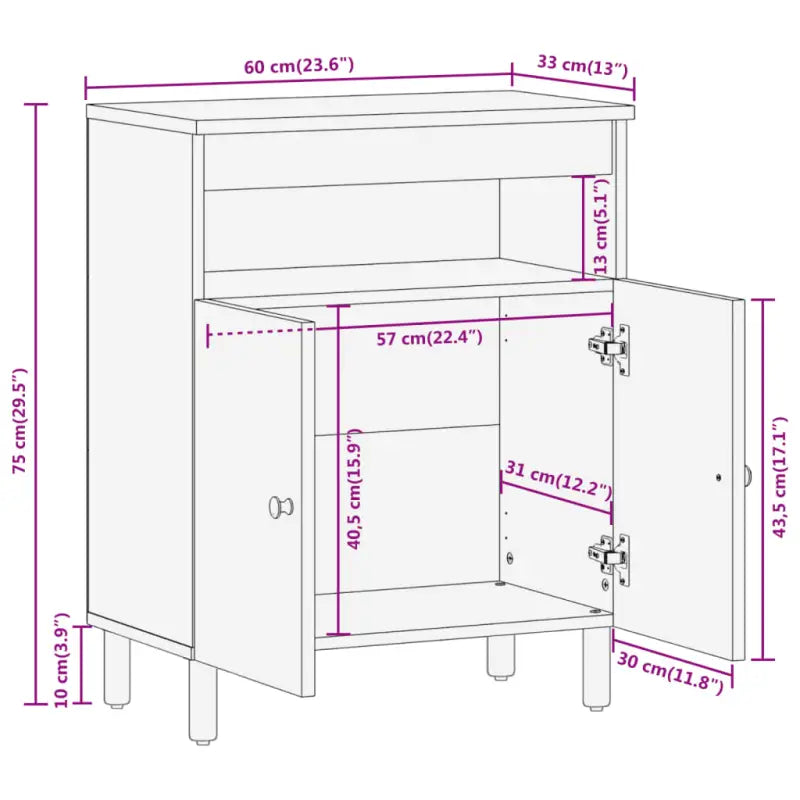 Klassieke Dressoir in Massief Acaciahout met Tijdloze Uitstraling - Dressoirs & buffetkasten