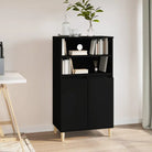 Klassieke dressoir met bewerkt hout en houten poten voor een stijlvolle inrichting - Zwart / 1 - Dressoirs &