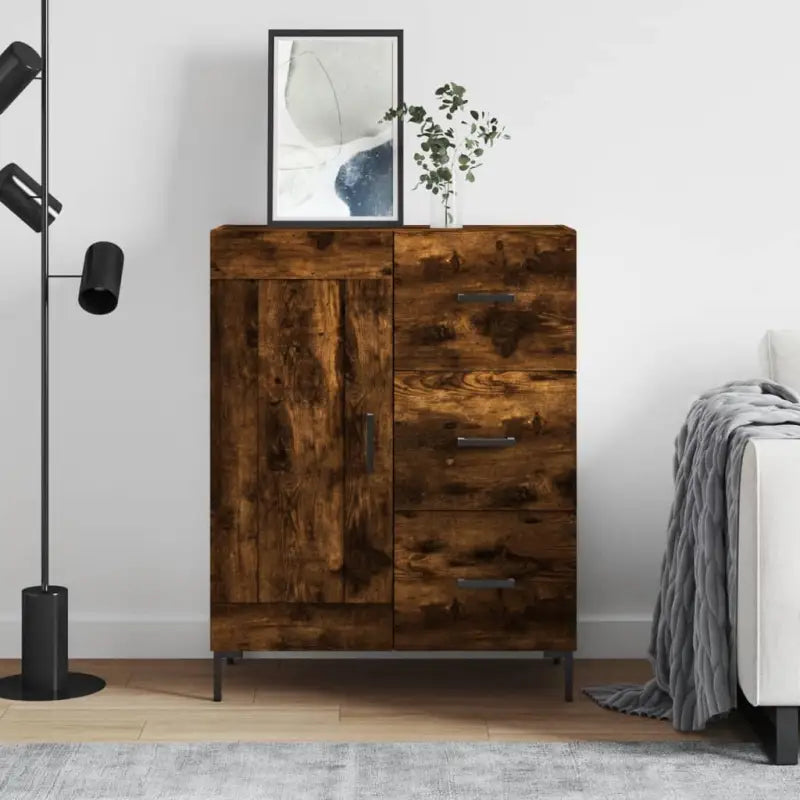 Klassieke Dressoir van bewerkt hout voor een tijdloze uitstraling - Gerookt eiken / 1 - Dressoirs & buffetkasten