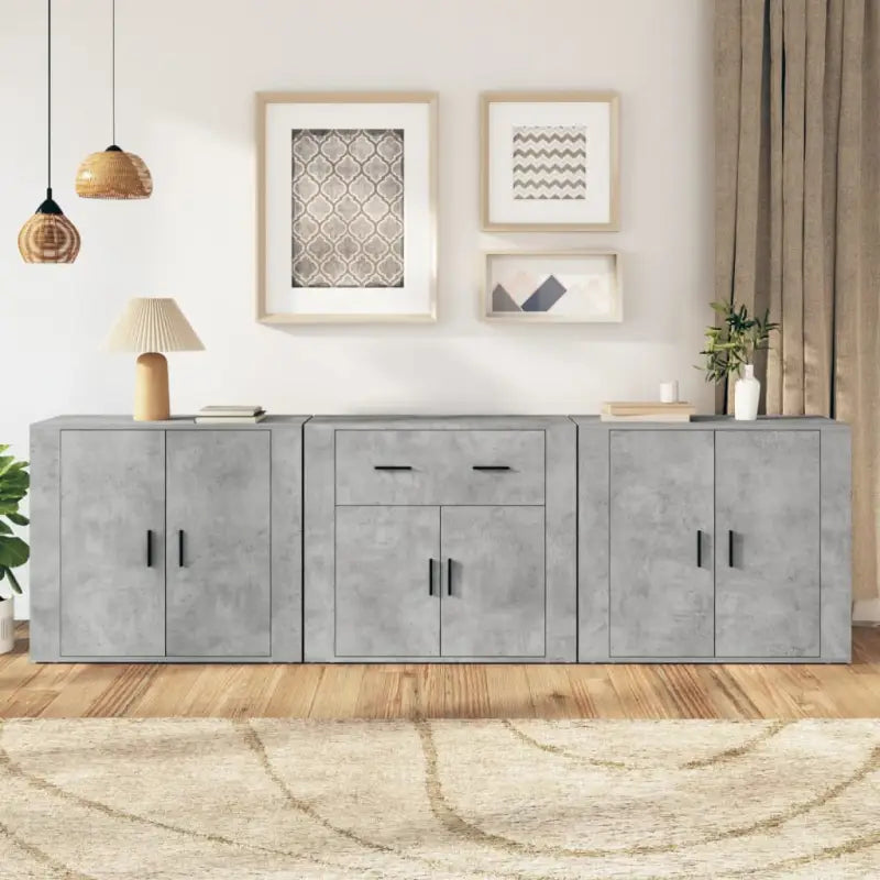 Klassieke Dressoirs en Buffetkasten van Bewekt Hout voor een Tijdloze Look - Betongrijs / 3 - Dressoirs & buffetkasten