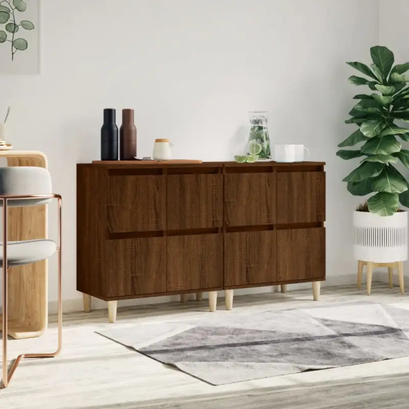 Klassieke dressoirs van bewerkt hout met tijdloze uitstraling - bruin eikenkleur / 2 - Dressoirs & buffetkasten