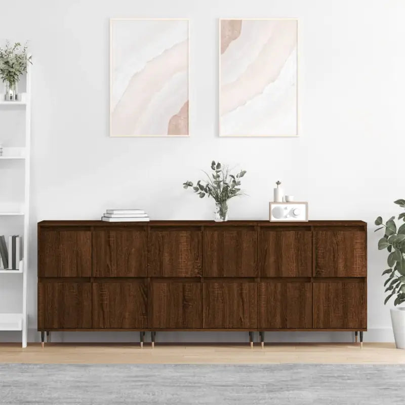 Klassieke dressoirs van bewerkt hout met tijdloze uitstraling - bruin eikenkleur / 3 - Dressoirs & buffetkasten