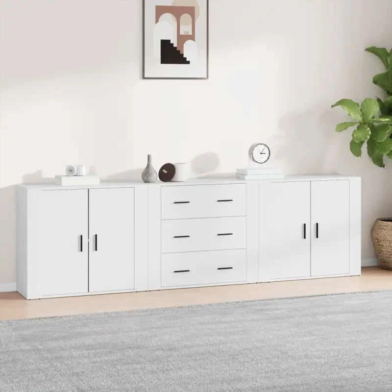 Klassieke dressoirs van bewerkt hout met tijdloze uitstraling - Wit / 3 - Dressoirs & buffetkasten