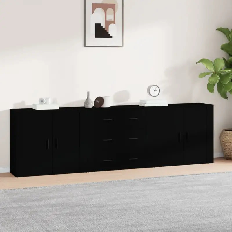 Klassieke dressoirs van bewerkt hout met tijdloze uitstraling - Zwart / 3 - Dressoirs & buffetkasten
