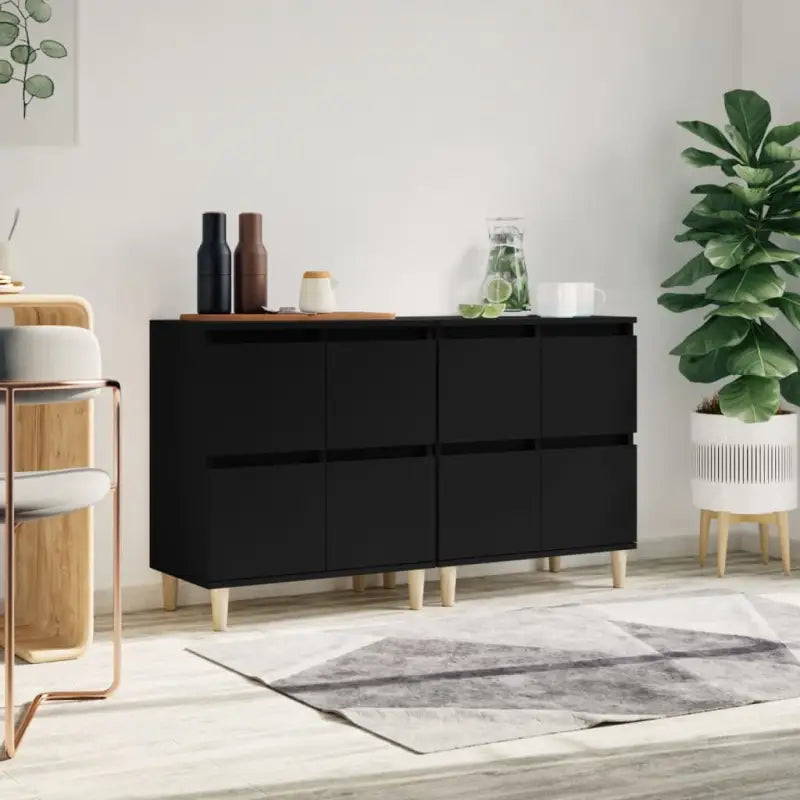 Klassieke dressoirs van bewerkt hout met tijdloze uitstraling - Zwart / 2 - Dressoirs & buffetkasten