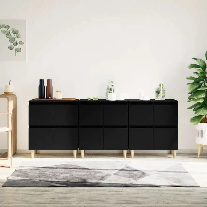 Klassieke dressoirs van bewerkt hout met tijdloze uitstraling - Zwart / 3 - Dressoirs & buffetkasten