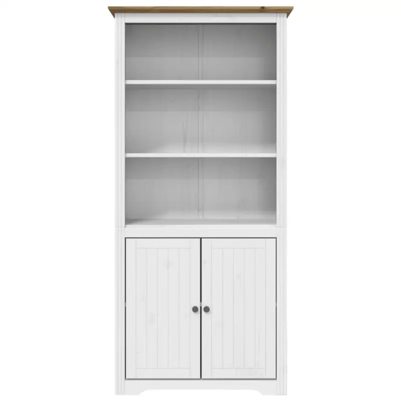 Klassieke Franse boekenkast in massief grenenhout met metalen handgrepen - Bruin / 1 - Boekenkasten