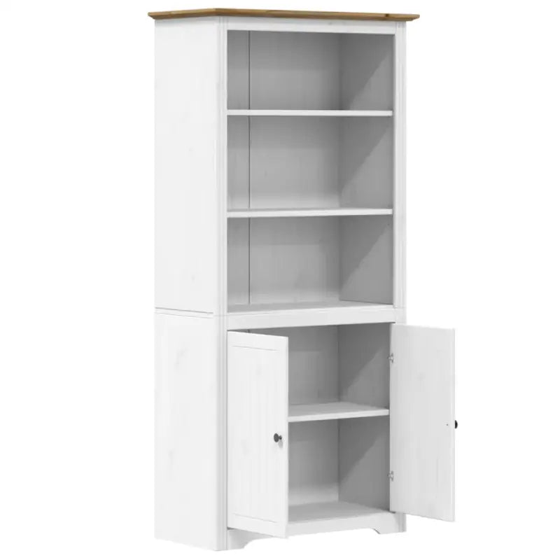 Klassieke Franse boekenkast in massief grenenhout met metalen handgrepen - Bruin / 1 - Boekenkasten