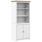 Klassieke Franse boekenkast in massief grenenhout met metalen handgrepen - Bruin / 1 - Boekenkasten