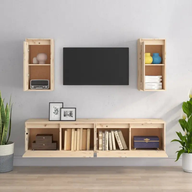 Klassieke hang Tv-meubel van massief grenenhout voor moderne kamers - Tv-meubels