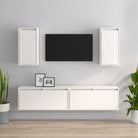 Klassieke hang Tv-meubel van massief grenenhout voor moderne kamers - Wit / 4 - Tv-meubels