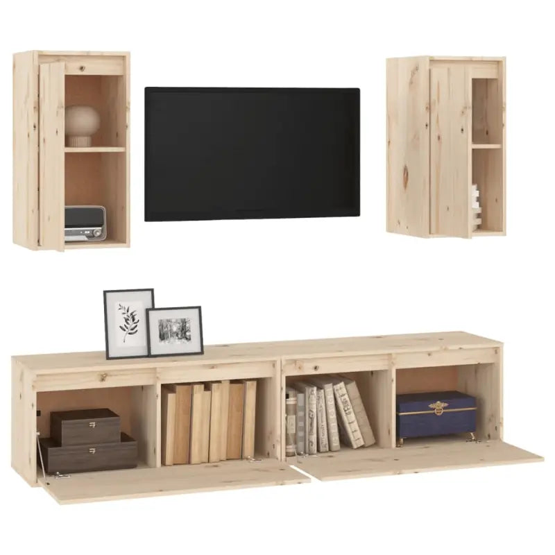 Klassieke hang Tv-meubel van massief grenenhout voor moderne kamers - Tv-meubels