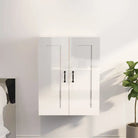 Klassieke hangkast van bewerkt hout voor ruimtebesparing en decoratie - Hoogglans wit / 1 - Dressoirs & buffetkasten
