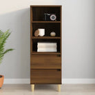 Klassieke hoge kast van bewerkt hout met houten poten en duurzame afwerking - bruin eikenkleur / 1 - Dressoirs &