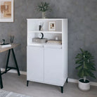 Klassieke hoge kast van bewerkt hout voor een stijlvolle inrichting - Hoogglans wit / 1 - Dressoirs & buffetkasten