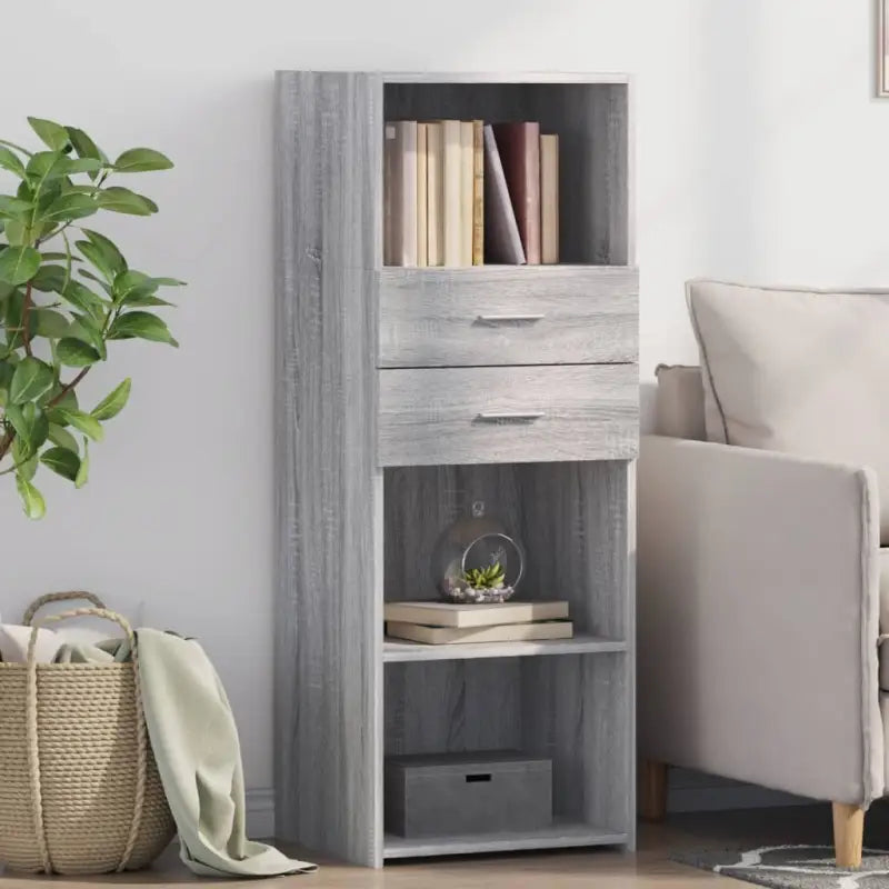 Klassieke hoge kast van bewerkt hout voor elegant en praktisch interieur - Grijs sonoma / 1 - Dressoirs & buffetkasten