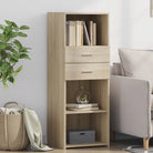 Klassieke hoge kast van bewerkt hout voor elegant en praktisch interieur - Sonoma eiken / 1 - Dressoirs & buffetkasten