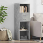 Klassieke hoge kast van bewerkt hout voor elegant interieur - Betongrijs / 1 - Dressoirs & buffetkasten