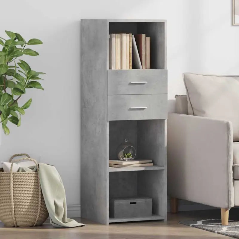 Klassieke hoge kast van bewerkt hout voor elegant interieur - Betongrijs / 1 - Dressoirs & buffetkasten