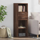 Klassieke hoge kast van bewerkt hout voor elegant interieur - bruin eikenkleur / 1 - Dressoirs & buffetkasten
