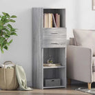 Klassieke hoge kast van bewerkt hout voor elegant interieur - Grijs sonoma / 1 - Dressoirs & buffetkasten