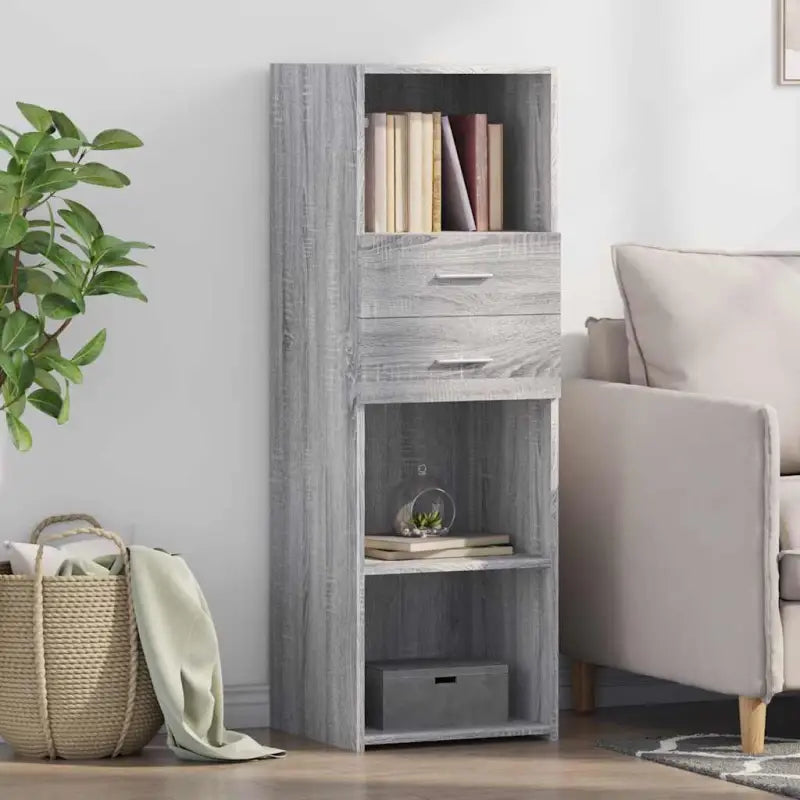 Klassieke hoge kast van bewerkt hout voor elegant interieur - Grijs sonoma / 1 - Dressoirs & buffetkasten