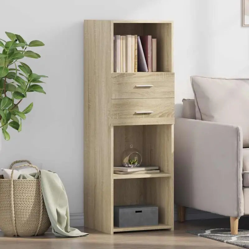 Klassieke hoge kast van bewerkt hout voor elegant interieur - Sonoma eiken / 1 - Dressoirs & buffetkasten