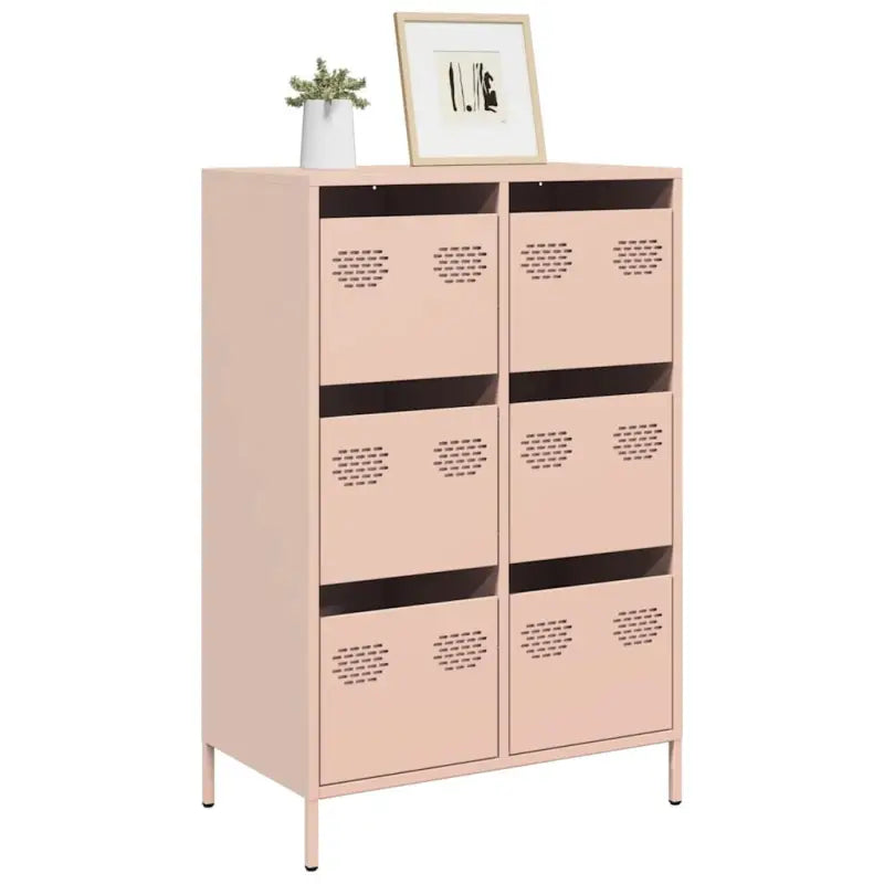 Klassieke hoge kast van koudgewalst staal voor interieur en kantoor - Roze / 1 - Dressoirs & buffetkasten
