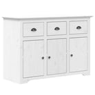 Klassieke hoge kast van massief grenenhout met metalen handgrepen - Wit / 1 - Dressoirs & buffetkasten