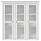 Klassieke hoge kast van massief grenenhout met metalen handgrepen - Wit / 1 - Dressoirs & buffetkasten