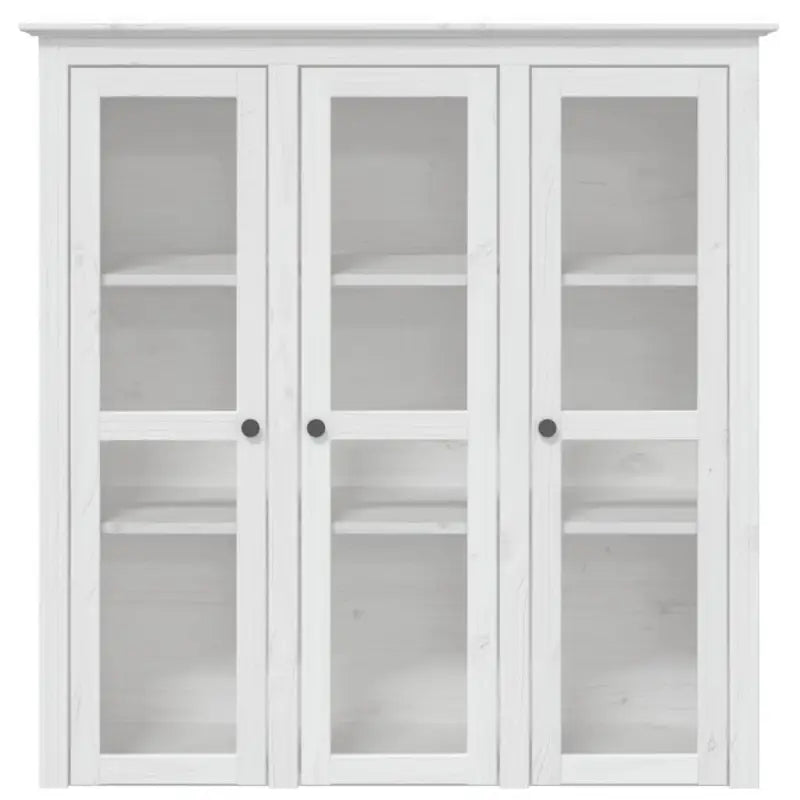 Klassieke hoge kast van massief grenenhout met metalen handgrepen - Wit / 1 - Dressoirs & buffetkasten