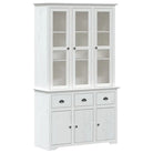 Klassieke hoge kast van massief grenenhout met metalen handgrepen - Wit / 1 - Dressoirs & buffetkasten