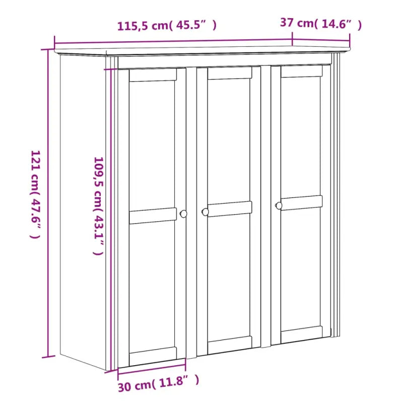 Klassieke hoge kast van massief grenenhout met metalen handgrepen - Wit / 1 - Dressoirs & buffetkasten