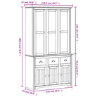 Klassieke hoge kast van massief grenenhout met metalen handgrepen - Wit / 1 - Dressoirs & buffetkasten