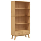 Klassieke houten boekenkast met massief grenenhout en houten poten - Bruin / 1 - Boekenkasten
