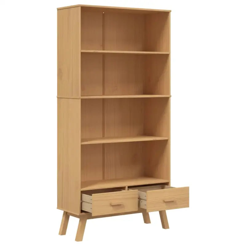 Klassieke houten boekenkast met massief grenenhout en houten poten - Bruin / 1 - Boekenkasten