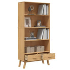 Klassieke houten boekenkast met massief grenenhout en houten poten - Bruin / 1 - Boekenkasten