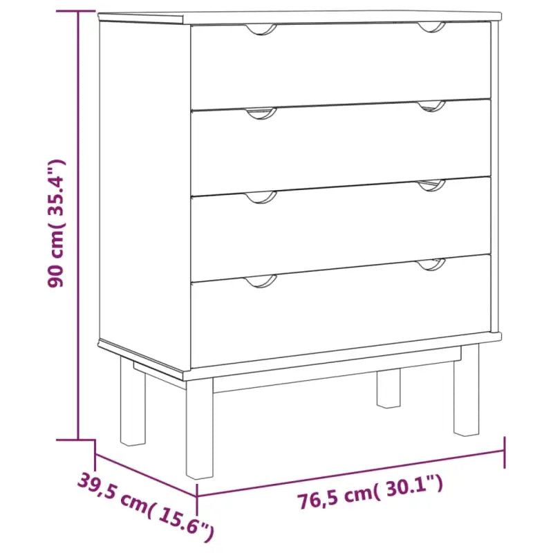 Klassieke houten commode met massief grenenhout voor Scandinavisch interieur - Commodes & ladekasten