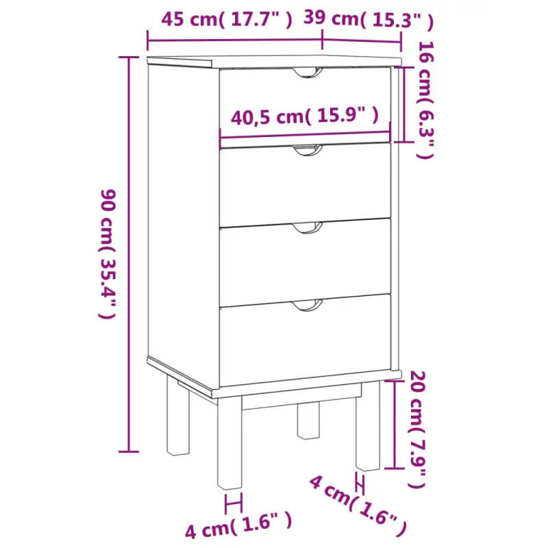Klassieke houten ladekast van massief grenenhout met Scandinavisch design - Commodes & ladekasten