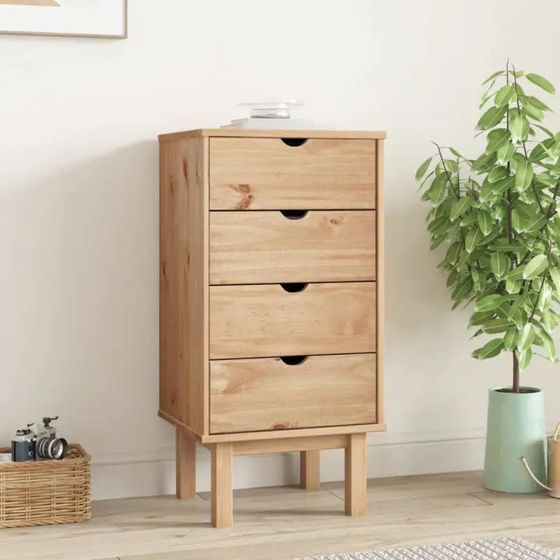 Klassieke houten ladekast van massief grenenhout met Scandinavisch design - Bruin / 1 - Commodes & ladekasten