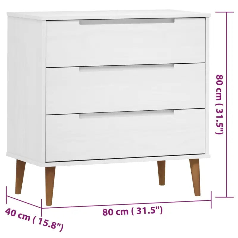 Klassieke houten ladekast van massief grenenhout voor scandinavisch interieur - Commodes & ladekasten