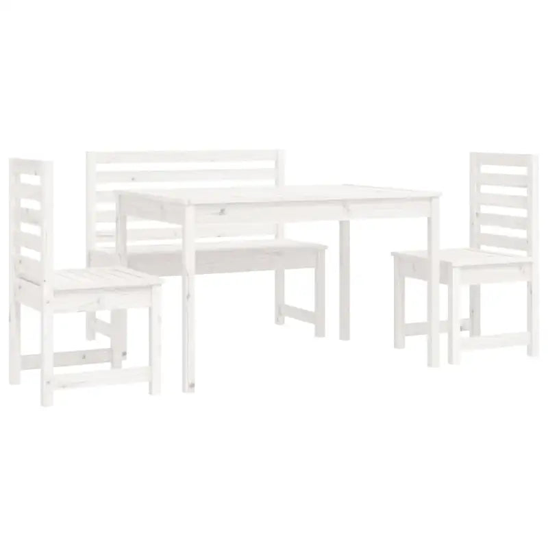 Klassieke houten tuinset met massief grenenhout en stevig tafelblad - Wit grenenhout - Tuinsets