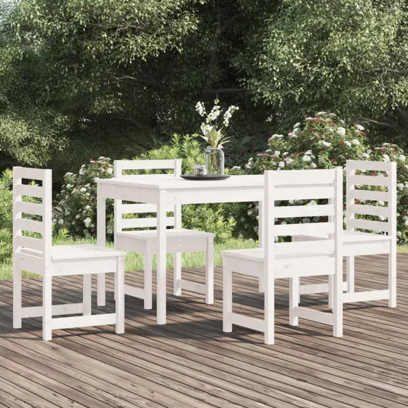 Klassieke houten tuinset met massief grenenhout en stevig tafelblad - Wit grenenhout - Tuinsets