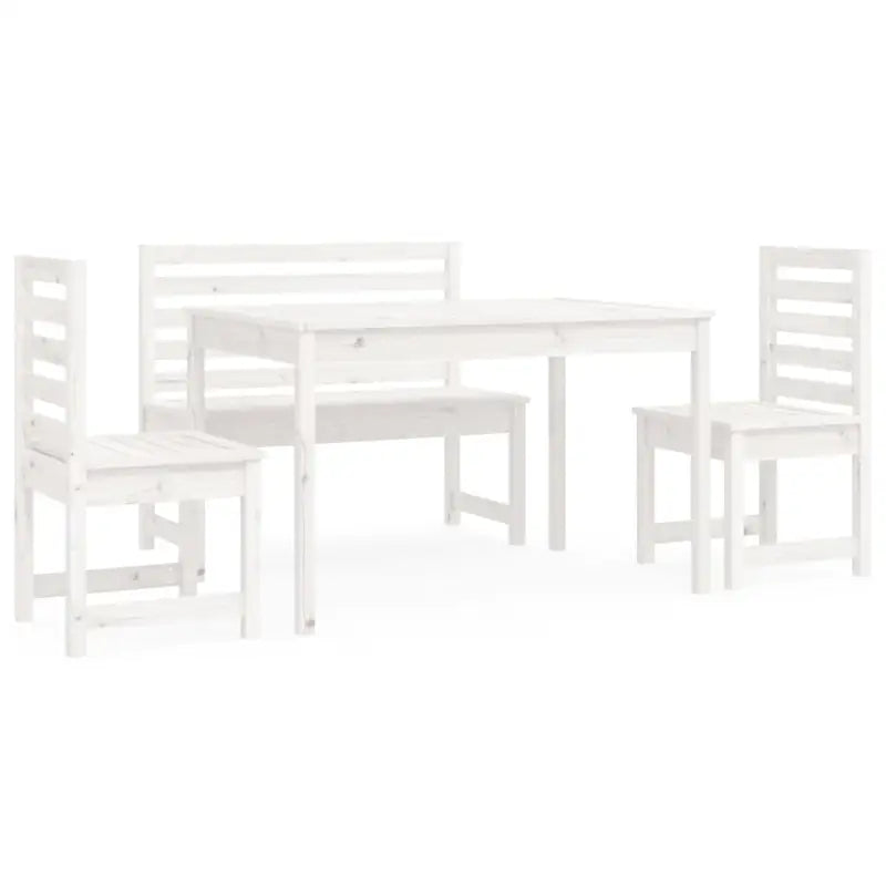 Klassieke houten tuinset met massief grenenhout en stevig tafelblad - Wit grenenhout - Tuinsets