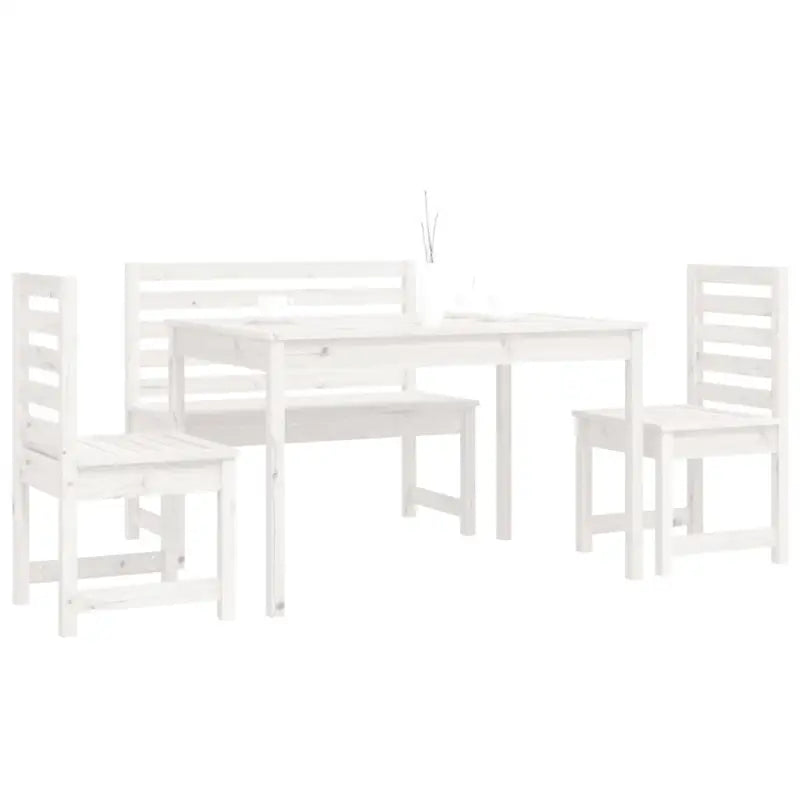 Klassieke houten tuinset met massief grenenhout en stevig tafelblad - Wit grenenhout - Tuinsets
