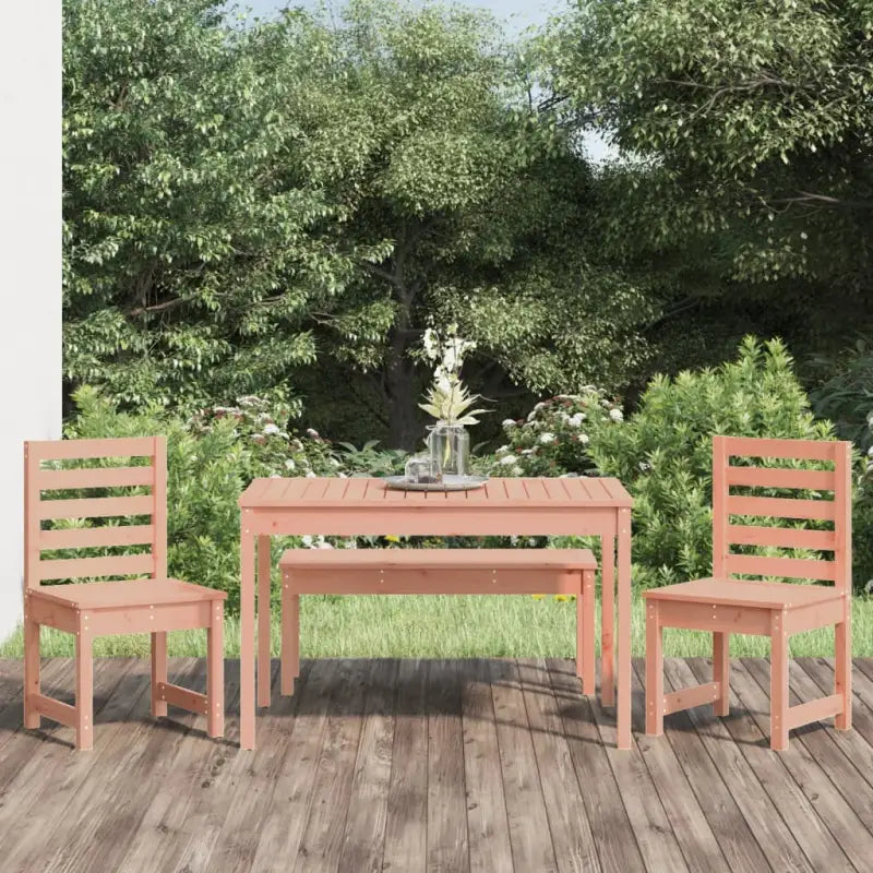 Klassieke houten tuinset met massief grenenhout en stevig tafelblad - Natuurlijk douglashout - Tuinsets