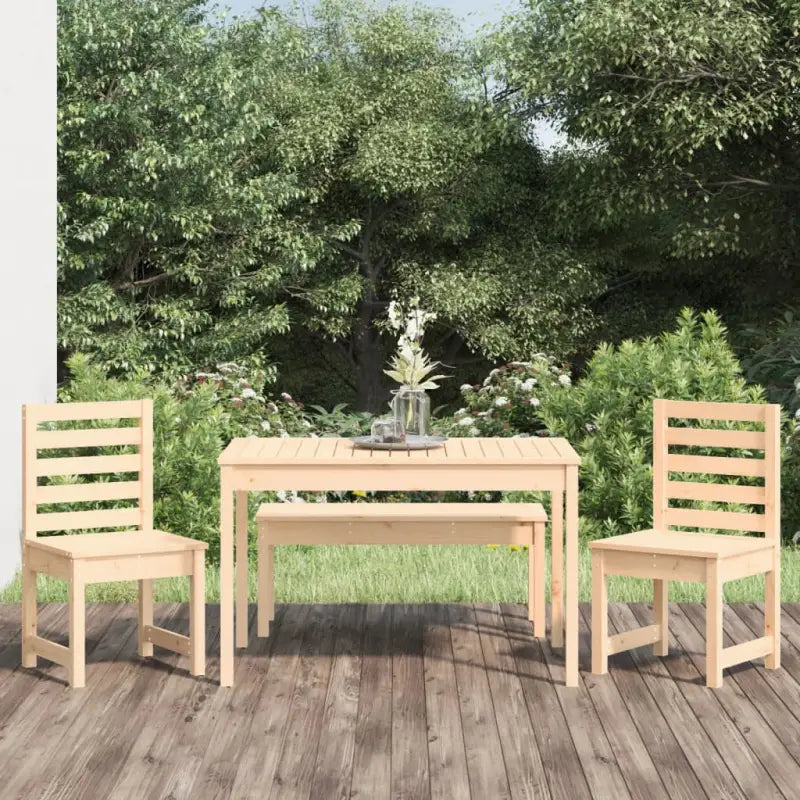 Klassieke houten tuinset met massief grenenhout en stevig tafelblad - Tuinsets
