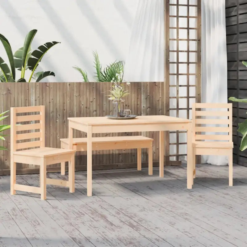 Klassieke houten tuinset met massief grenenhout en stevig tafelblad - Tuinsets