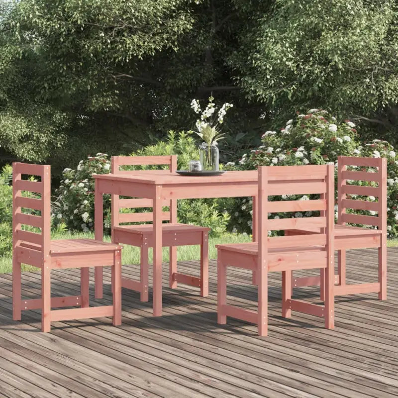Klassieke houten tuinset met massief grenenhout en stevig tafelblad - Natuurlijk douglashout - Tuinsets